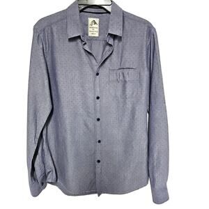 Freedom By Team Poe Mens Med. Button Down Shirt Blue With Red Flecks Branded